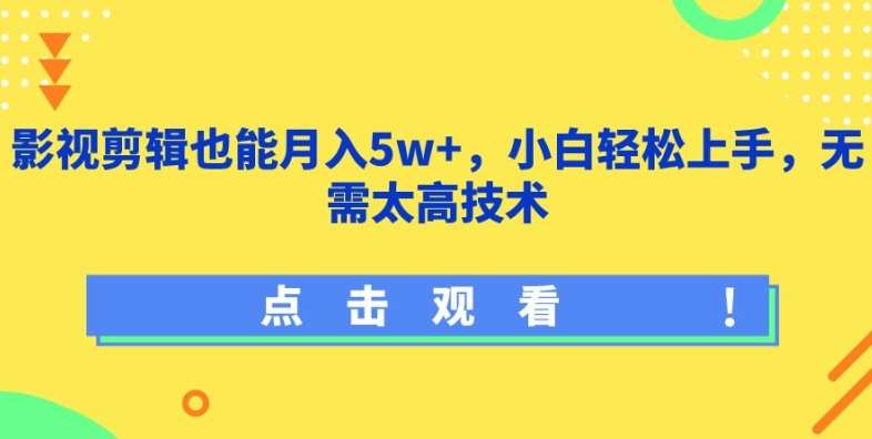 影视剪辑也能月入5w+，小白轻松上手，无需太高技术【揭秘】-三石资源库