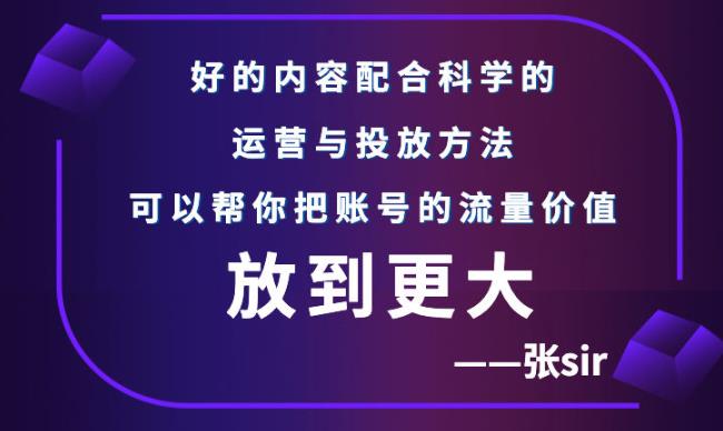 张sir账号流量增长课，告别海王流量，让你的流量更精准-三石资源库