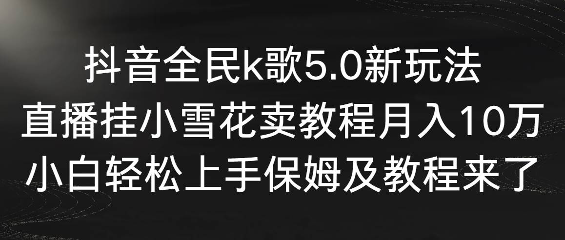 （9021期）抖音全民k歌5.0新玩法，直播挂小雪花卖教程月入10万，小白轻松上手，保…-三石资源库