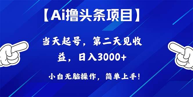（10334期）Ai撸头条，当天起号，第二天见收益，日入3000+-三石资源库