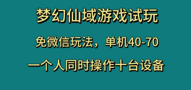 梦幻仙域游戏试玩，免微信玩法，单机40-70，一个人同时操作十台设备【揭秘】-三石淘金网