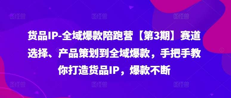 货品IP全域爆款陪跑营【第3期】赛道选择、产品策划到全域爆款，手把手教你打造货品IP，爆款不断-三石资源库