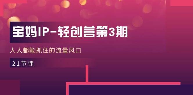 （11042期）宝妈IP-轻创营第3期，人人都能抓住的流量风口（21节课）-三石资源库