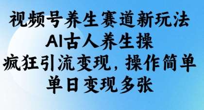 视频号养生赛道新玩法，AI古人养生操，疯狂引流变现，操作简单，单日变现多张-三石资源库