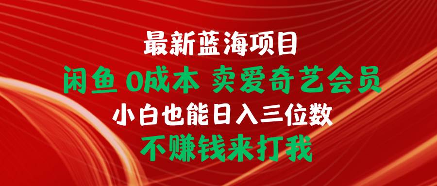 （10117期）最新蓝海项目 闲鱼0成本 卖爱奇艺会员 小白也能入三位数 不赚钱来打我-三石资源库
