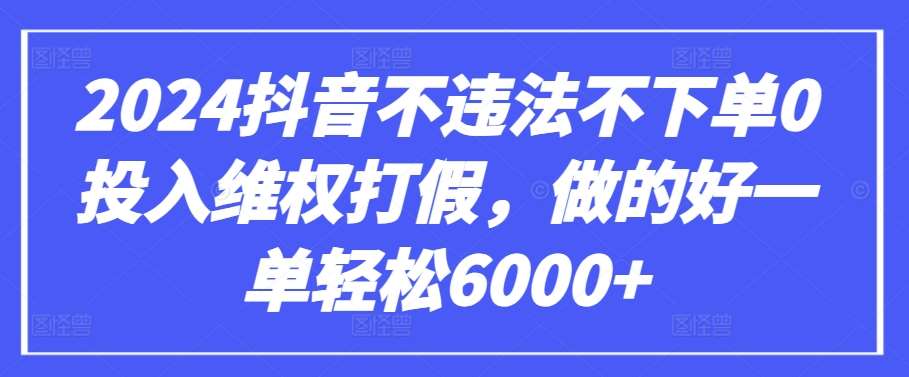 2024抖音不违法不下单0投入维权打假，做的好一单轻松6000+【仅揭秘】-三石淘金网