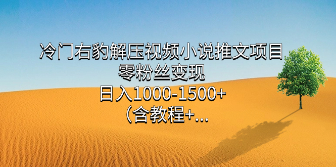 冷门右豹解压视频小说推文项目，零粉丝变现，日入1000-1500+（含教程）-三石资源库