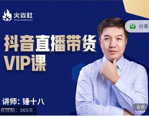 锤十八-抖音直播带货VIP课，专注直播带货有效盈利模式-三石资源库