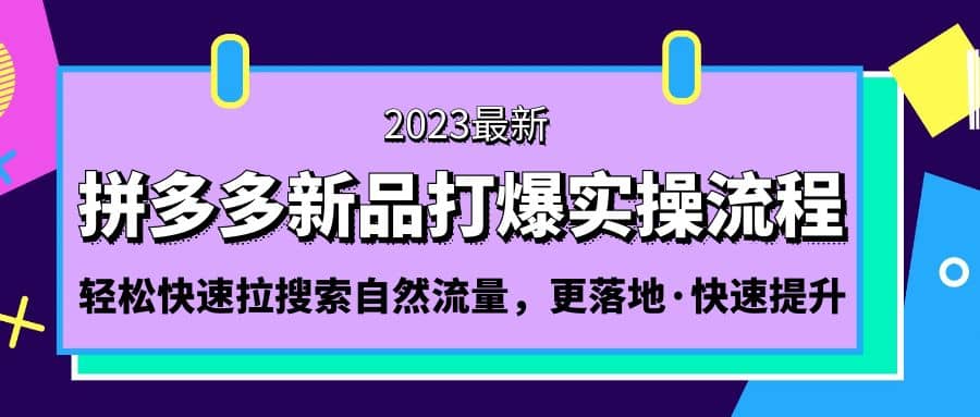 拼多多-新品打爆实操流程：轻松快速拉搜索自然流量，更落地·快速提升-三石资源库