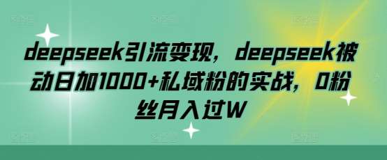 deepseek引流变现，deepseek被动日加1000+私域粉的实战，0粉丝月入过W-三石资源库