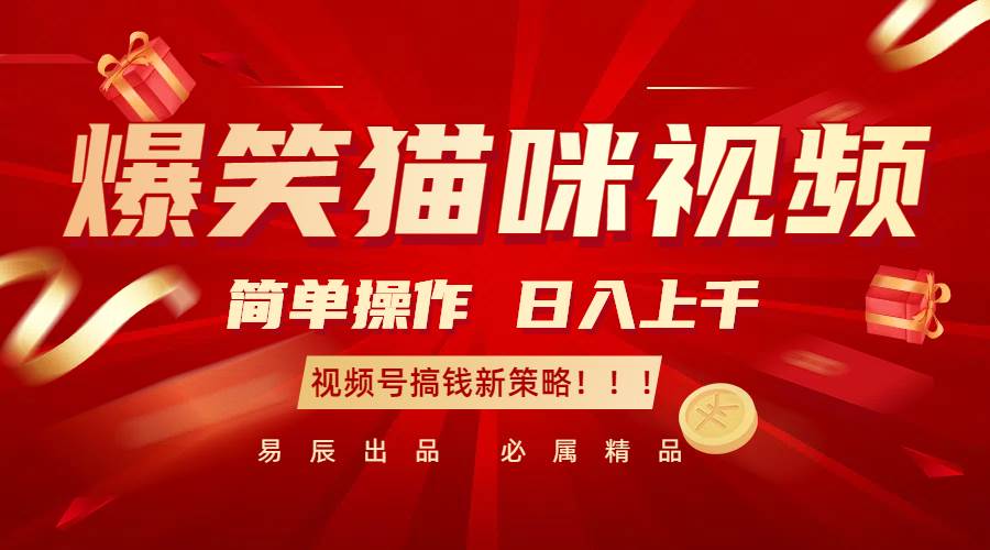 爆笑猫咪视频：简单操作，日入过千，视频号搞钱新策略！-三石资源库