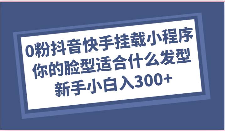 0粉抖音快手挂载小程序，你的脸型适合什么发型玩法，新手小白日入300+-三石资源库