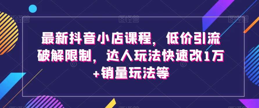 最新抖音小店课程，低价引流破解限制，达人玩法快速改1万+销量玩法等-三石资源库