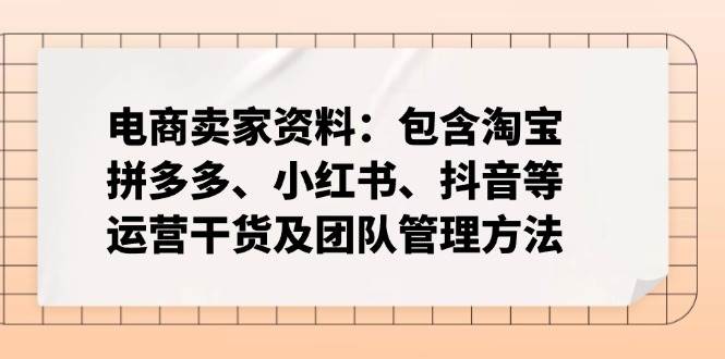 （14354期）电商卖家资料：包含淘宝、拼多多、小红书、抖音等运营干货及团队管理方法-三石资源库