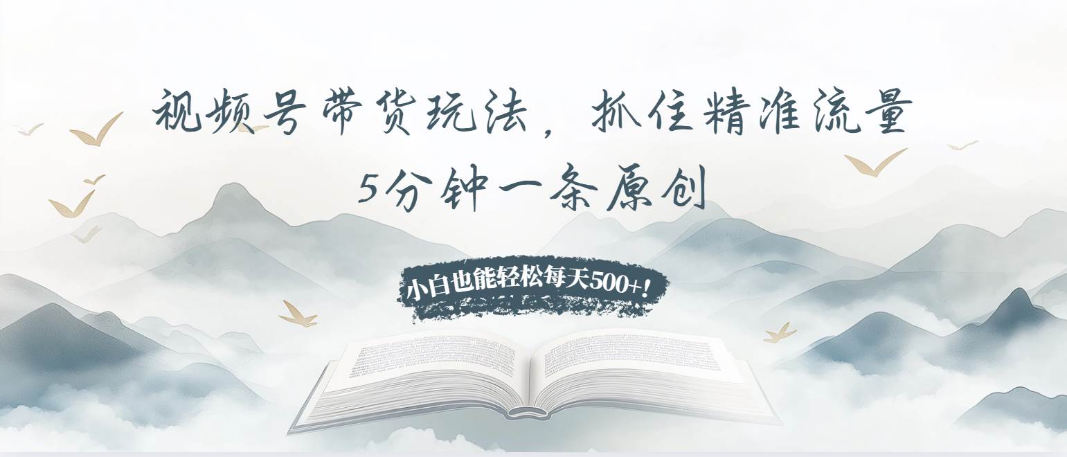 （13492期）视频号带货玩法，抓住精准流量，5分钟一条原创，小白也能轻松每天500+！-三石资源库
