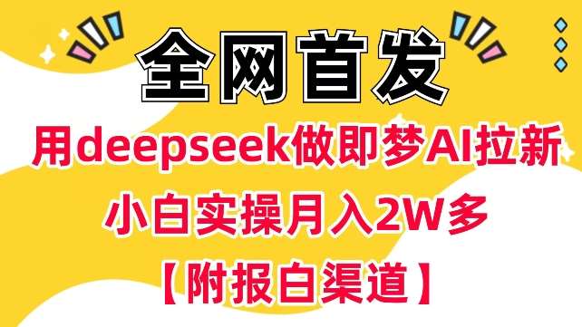 用deepseek做即梦Ai拉新 小白实操月入过W+【附报白渠道】-三石淘金网