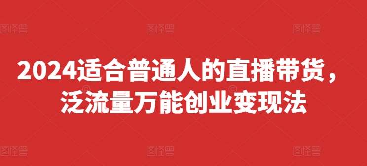 2024适合普通人的直播带货，泛流量万能创业变现法，上手快、落地快、起号快、变现快(更新8月)-三石资源库