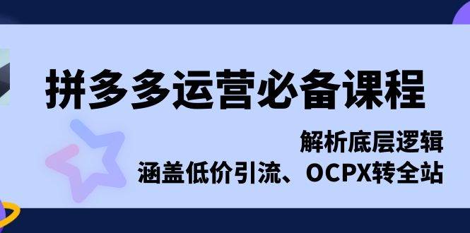 （13700期）拼多多运营必备课程，解析底层逻辑，涵盖低价引流、OCPX转全站-三石资源库