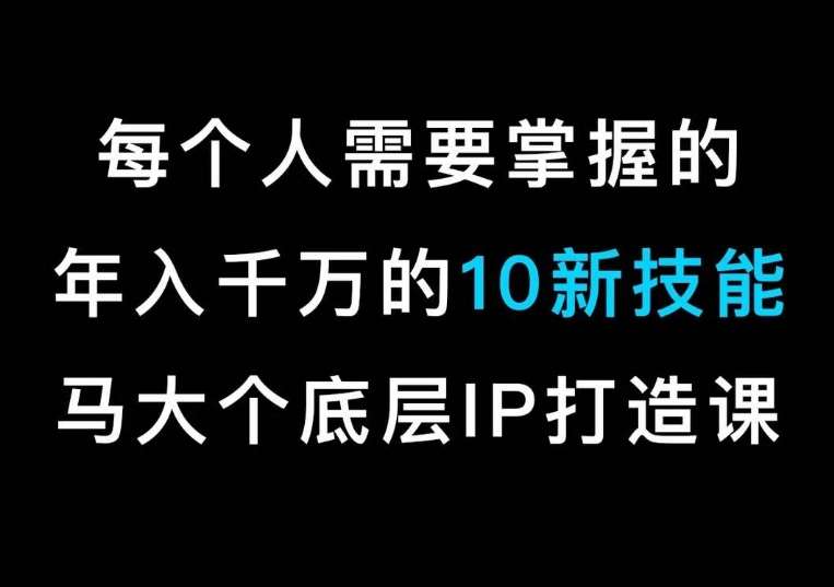马大个的IP底层逻辑课，​每个人需要掌握的年入千万的10新技能，约会底层IP打造方法！-三石资源库