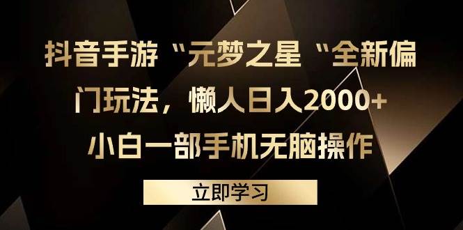 （9456期）抖音手游“元梦之星“全新偏门玩法，懒人日入2000+，小白一部手机无脑操作-三石资源库