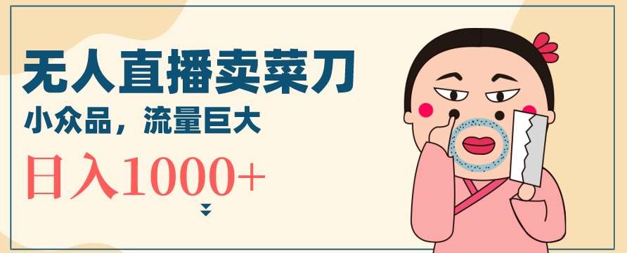 无人冷门品直播新玩法，通过卖菜刀日入1000+【揭秘】-三石资源库