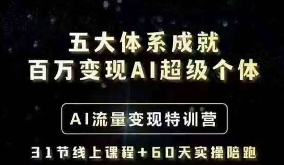 五大体系成就百万变现AI超级个体- AI流量变现特训营，一步一步教你一个人怎么年入百W-三石资源库