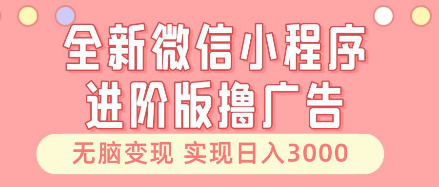 （13197期）全新微信小程序进阶版撸广告 无脑变现睡后也有收入 日入3000＋-三石资源库