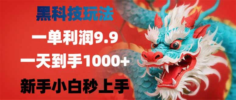 （14335期）黑科技玩法，一单利润9.9,一天到手1000+，新手小白秒上手-三石资源库