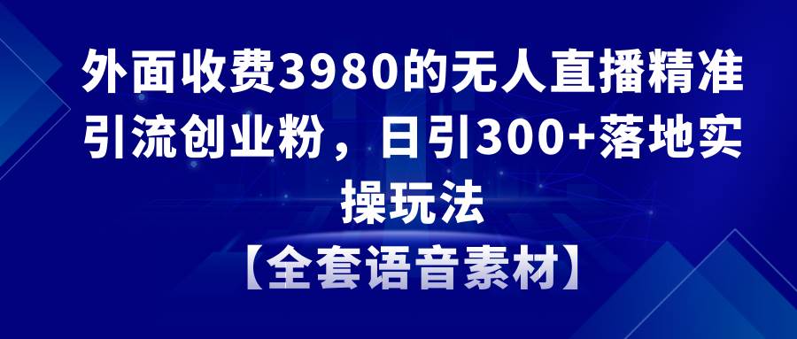 （8830期）无人直播精准引流创业粉，日引300+落地实操玩法【全套语音素材】-三石资源库