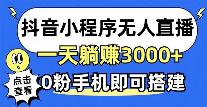 （12988期）抖音小程序无人直播，一天躺赚3000+，0粉手机可搭建，不违规不限流，小…-三石资源库