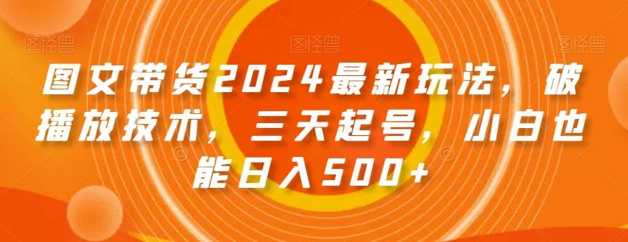 图文带货2024最新玩法，破播放技术，三天起号，小白也能日入500+【揭秘】-三石资源库