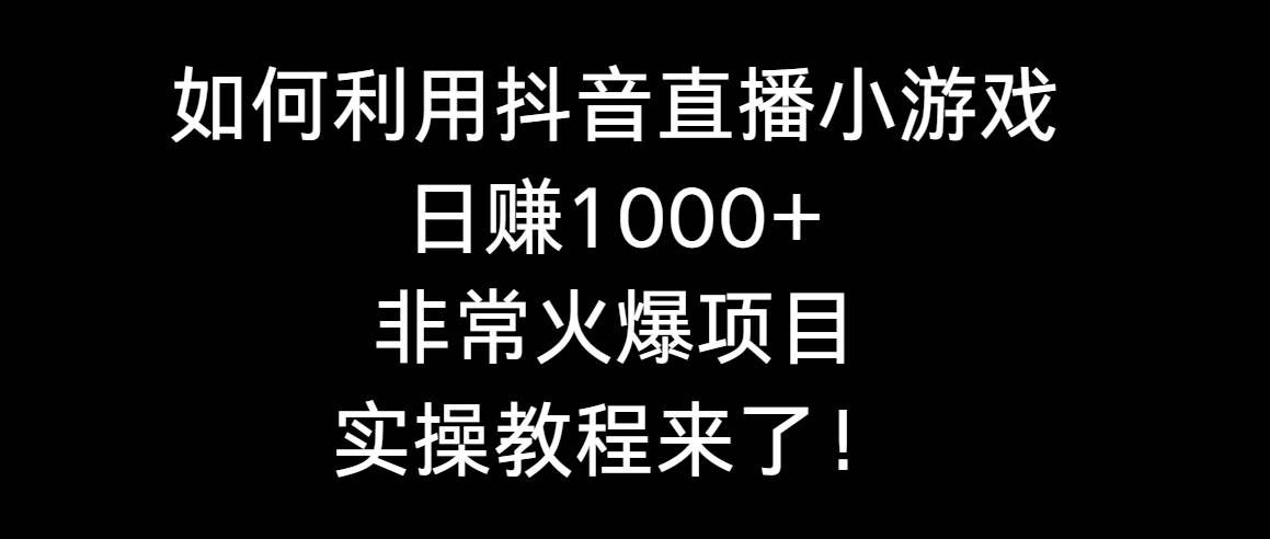 （8870期）如何利用抖音直播小游戏日赚1000+，非常火爆项目，实操教程来了！-三石资源库