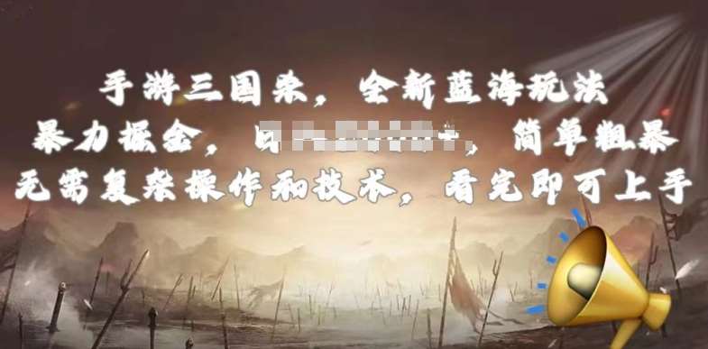 手游三国杀最新蓝海玩法，简单粗暴，无需复杂的操作和技术，看完即可上手【揭秘】-三石淘金网