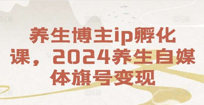 养生博主ip孵化课，2024养生自媒体旗号变现-三石资源库