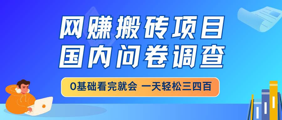 （14578期）网赚搬砖项目，国内问卷调查，0基础看完就会 一天轻松三四百，靠谱副业…-三石资源库