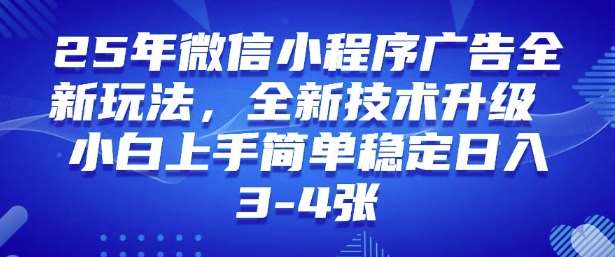 2025年微信小程序最新玩法纯小白易上手，稳定日入多张，技术全新升级【揭秘】-三石资源库