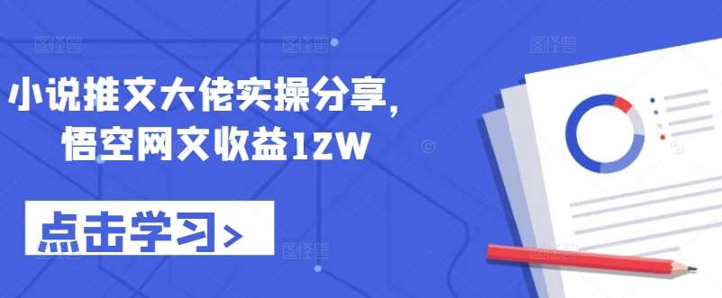 小说推文大佬实操分享，悟空网文收益12W-三石资源库
