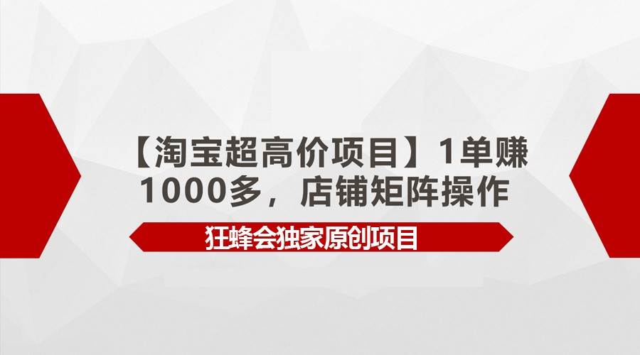 【淘宝超高价项目】1单赚1000多，店铺矩阵操作-三石淘金网
