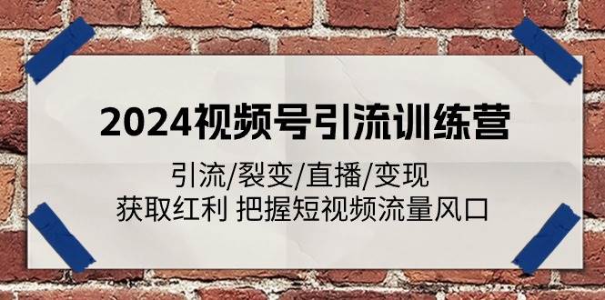 （11337期）2024视频号引流训练营：引流/裂变/直播/变现 获取红利 把握短视频流量风口-三石资源库