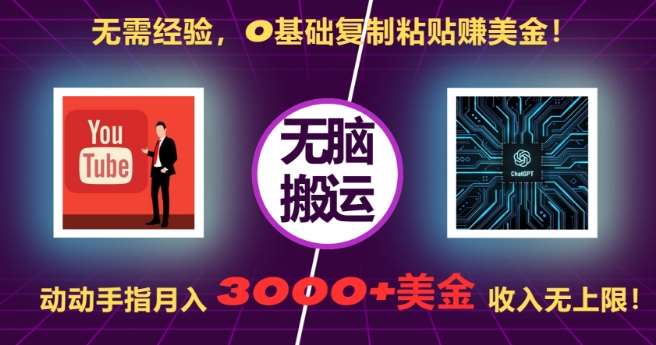 无需经验，0基础复制粘贴赚美刀，动动手指，月入3000+刀，无上限【揭秘】-三石资源库