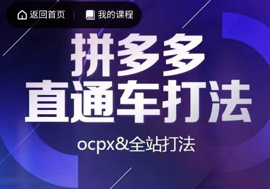 互力·拼多多直通车打法，ocpx&全站打法-三石资源库