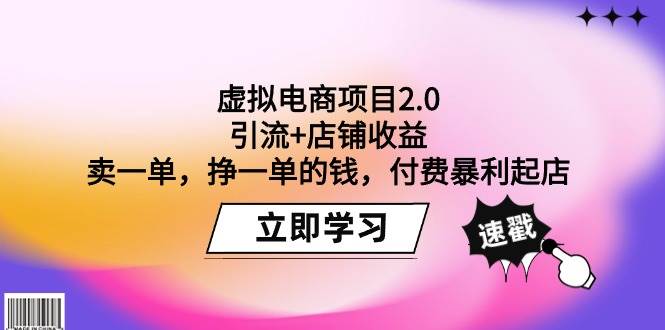 （9645期）虚拟电商项目2.0：引流+店铺收益  卖一单，挣一单的钱，付费暴利起店-三石资源库
