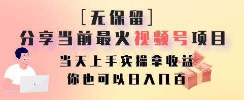 无保留分享当前最火视频号项目，当天上手实操拿收益，你也可以日入几百-三石淘金网