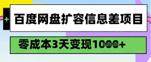 百度网盘扩容信息差项目，零成本，3天变现1k，详细实操流程-三石资源库