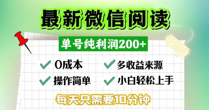（13108期）微信阅读最新玩法，每天十分钟，单号一天200+，简单0零成本，当日提现-三石资源库