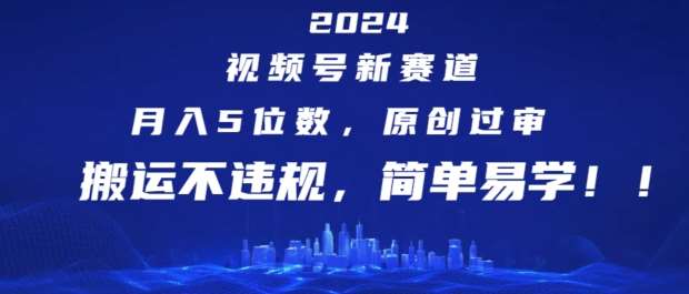 2024视频号新赛道，月入5位数+，原创过审，搬运不违规，简单易学【揭秘】-三石淘金网