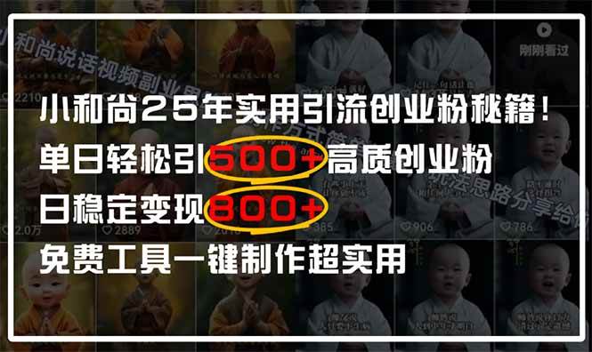 （14436期）小和尚2025年实用引流秘籍！单日轻松引500+高质量创业粉，日变现800+，…-三石资源库