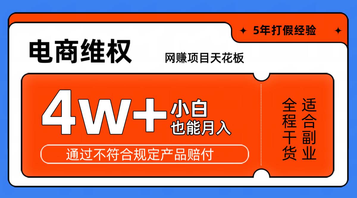 网赚项目天花板电商购物维权月收入稳定4w+独家玩法小白也能上手-三石淘金网