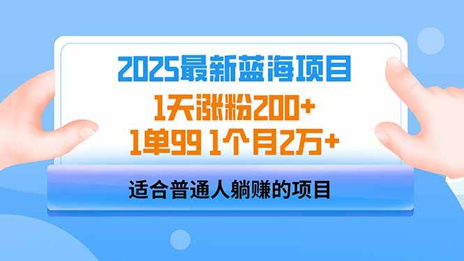 （14573期）2025蓝海项目 1天涨粉200+ 1单99 1个月2万+-三石资源库