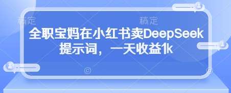全职宝妈在小红书卖DeepSeek提示词，一天收益1k-三石资源库